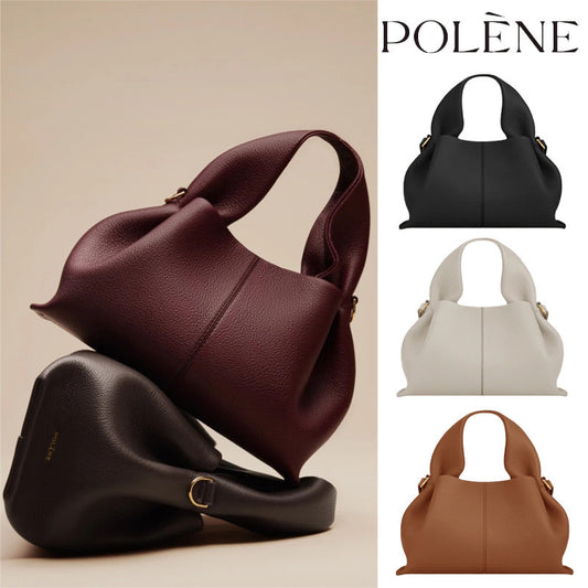 Polene Cloud Bag, Genuine Leather, Niche Crossbody Dumpling Bag, Versatile Handbag, Shoulder Bag