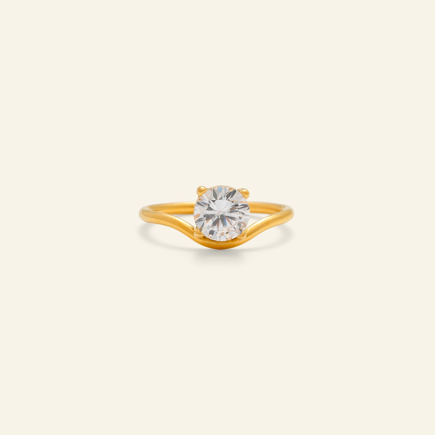 Dazan Various Styles Of Rings 18K Vacuum Electroplated Geometric Line Design Versatile Rings Light Luxury Zircon Rings
